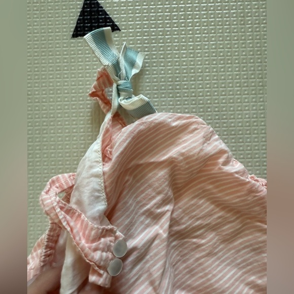 Cynthia Rowley|Baby girl pastel Pink Striped bubble romper with cute bow•••0-3M - Picture 4 of 5